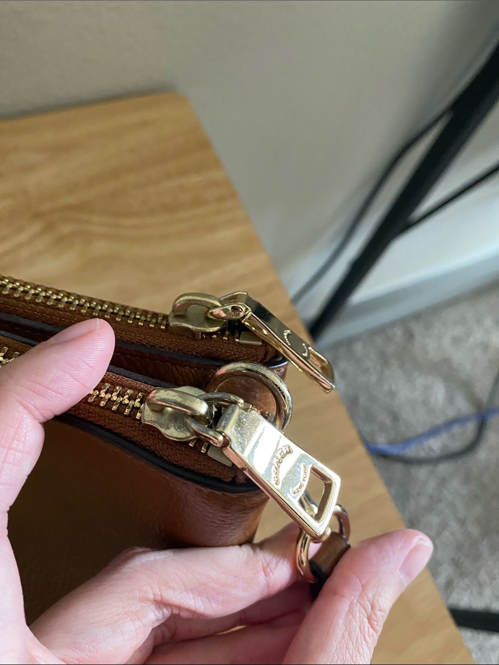 Coach Pebbled Leather Crossbody Purse in Chestnut Brown with Gold Hardware - Picture 6 of 16